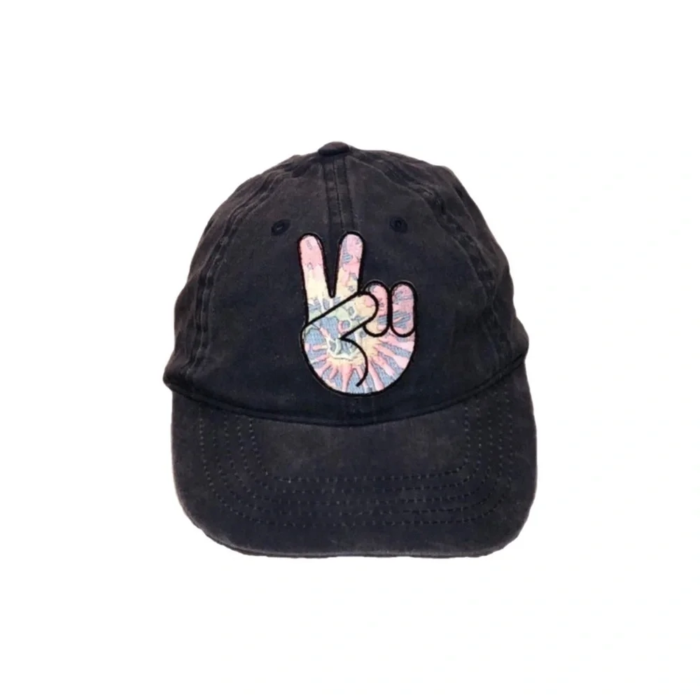 Washed Blue Baseball Hat W/ Peace Patch